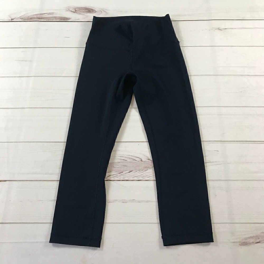 Lululemon X Peloton Wunder Under Crop Navy Blue Yoga Pants Size 6